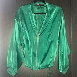 Zara Satin Green Bomber